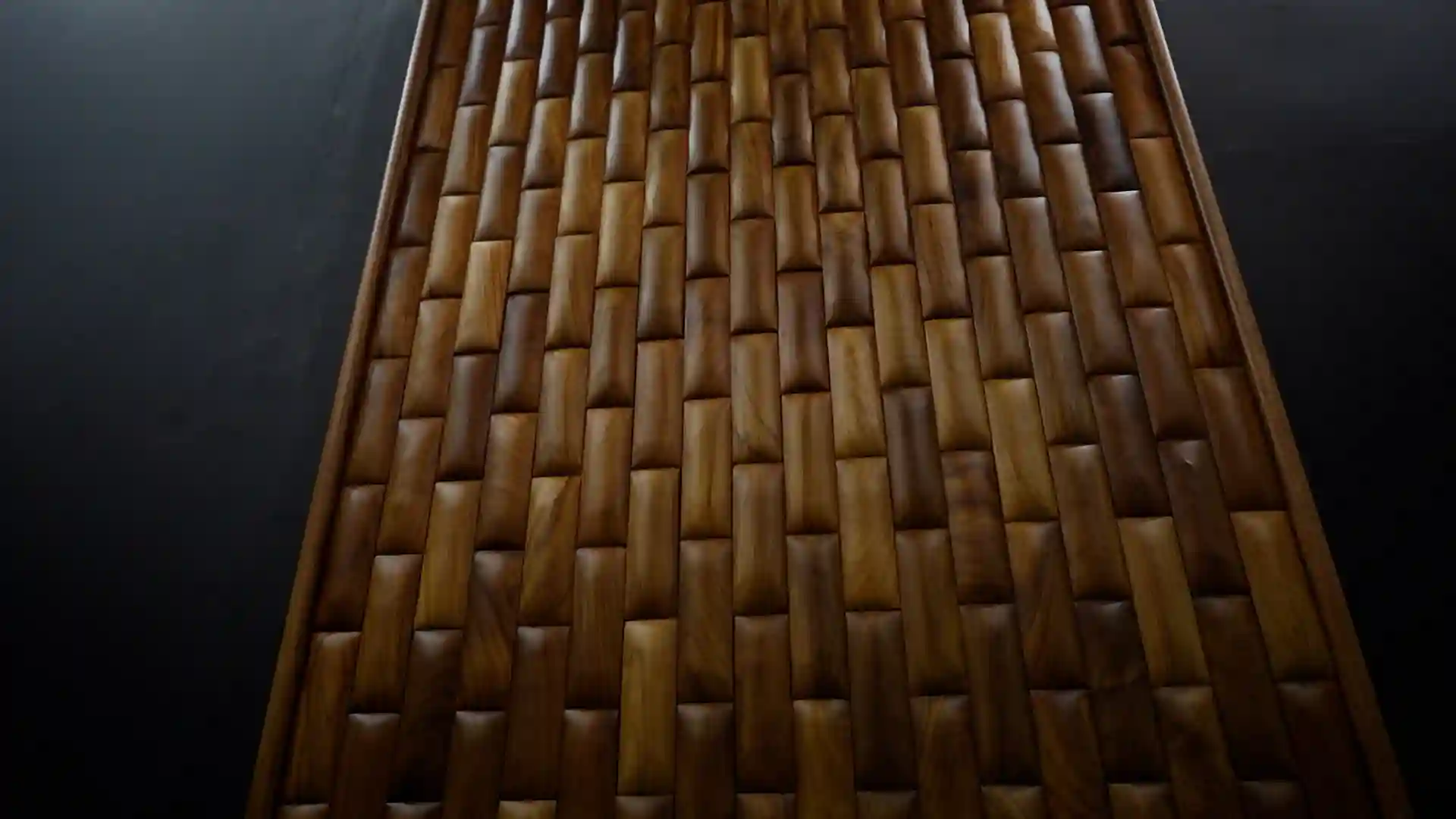 handcrafted woven walnut wall panel from the Fittingo wooden collection